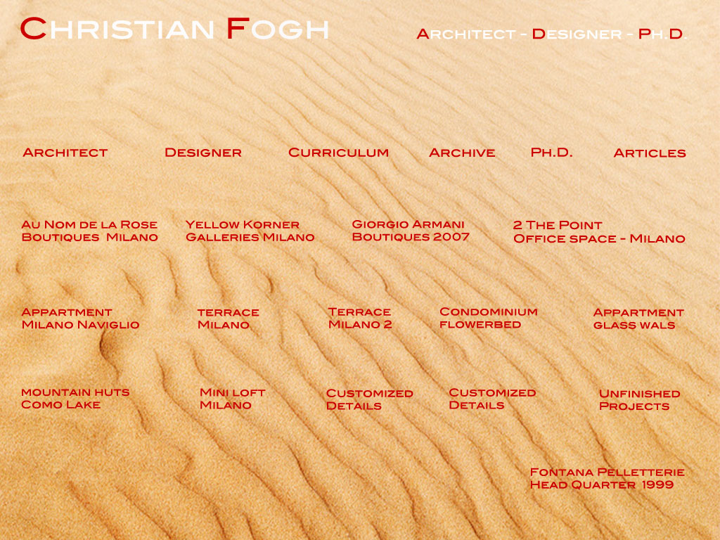Ombra architetto Christian Fogh su sabbia